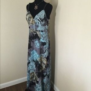 Blue beaded maxi dress