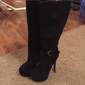 Sexy black knee high boots