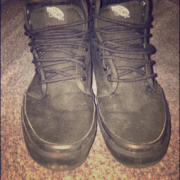 Vans high top black skateboard shoe