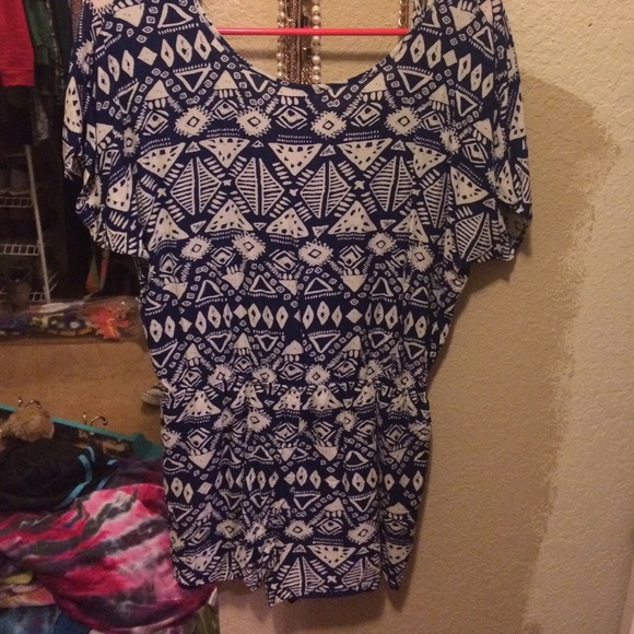 White & blue romper