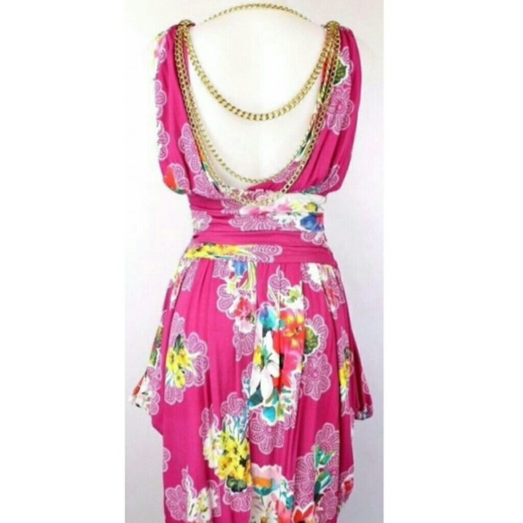 D&G Dresses & Skirts - D&G Fuchsia Floral Dress w Gold Chain  Size 38 NWT