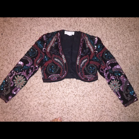 Vintage sequence crop jacket