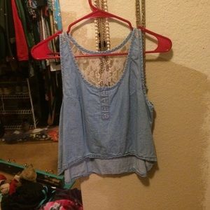 Denim and lace crop top