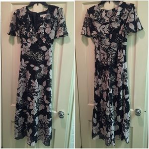 New Black & Cream Floral Dress Size 10