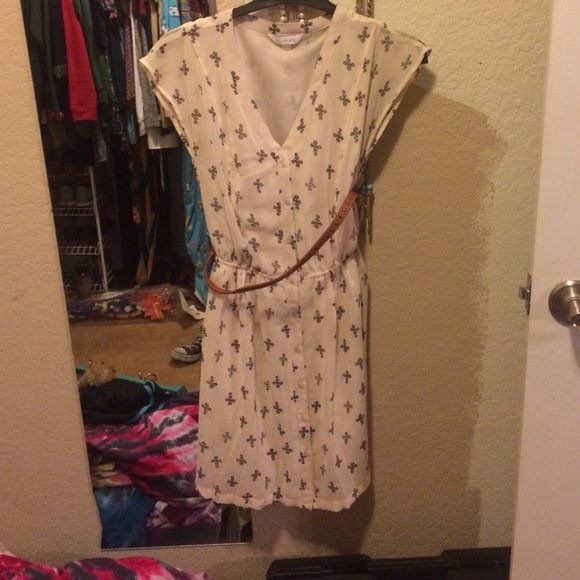 Cream and blue dress