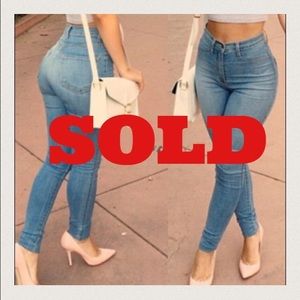 High Waist Denim Blue Ankle Length Jeans