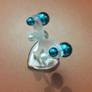 White and Ocean Blue Color Double-sided Earrings
