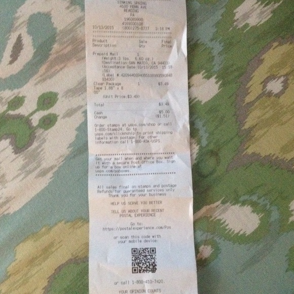 Shipping receipt from Tuesday - Picture 1 of 2