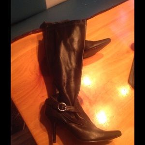 High heel black dress boots.