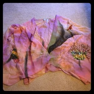 Chico's Silk Sequined/Embroidered Kimono Jacket