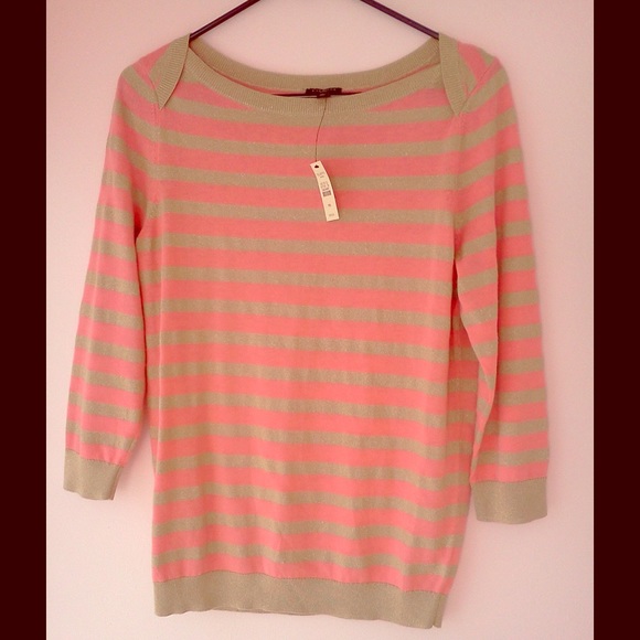 Talbots Metallic Gold & Pink Sweater NWT