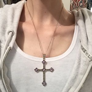 Cross lavender and silver pendant