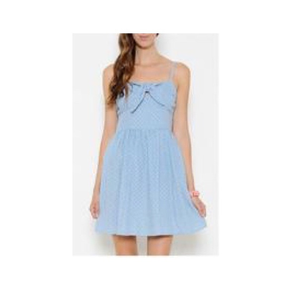 Baby blue polka dot tube dress