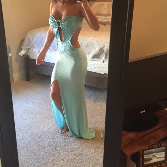 Sky Blue dress, XS/S gown, sequins