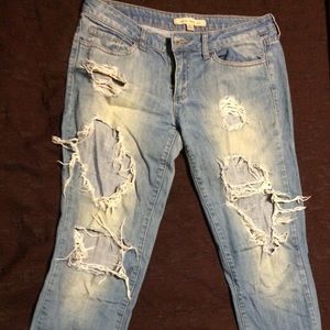 Destroyed denim jeans