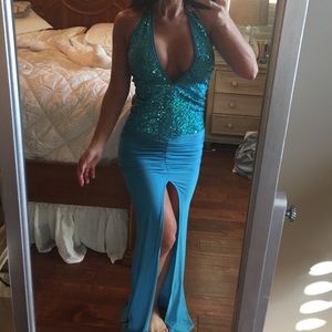 Teal sequin gown, XS/S, long dress