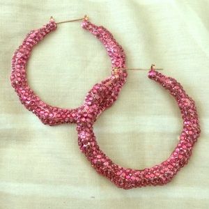 💎💎Pink Studded Bamboo Hoops 💎💎