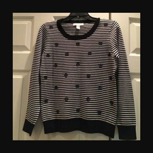 Banana Republic Striped Polka Dot Sequin Sweater