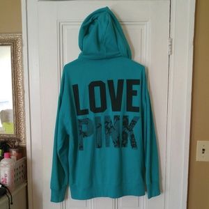 PINK oversized slouchy zipper hooded sweatshirt