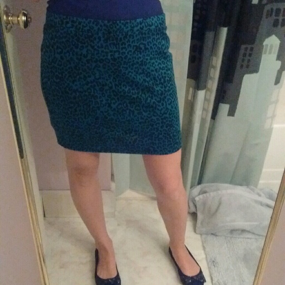 Large blue cheetah skirt - forever 21