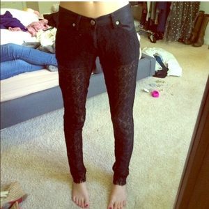 Black lace pants