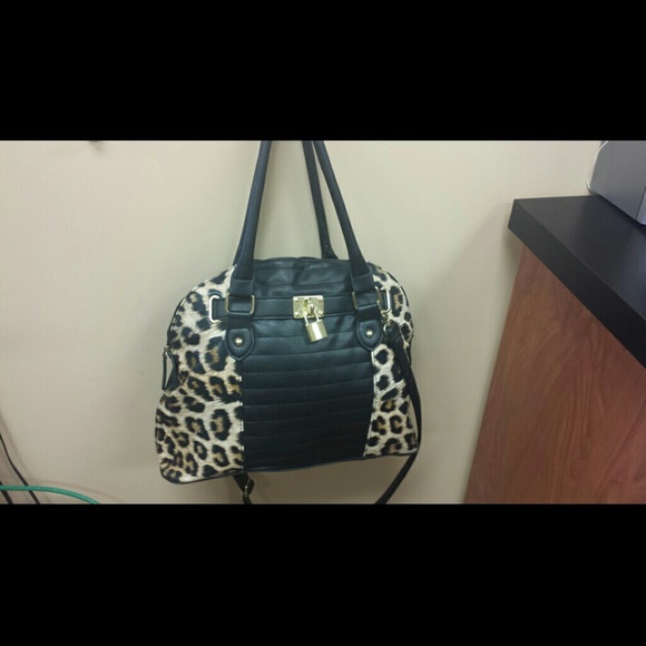 Dome shaped leopard satchel