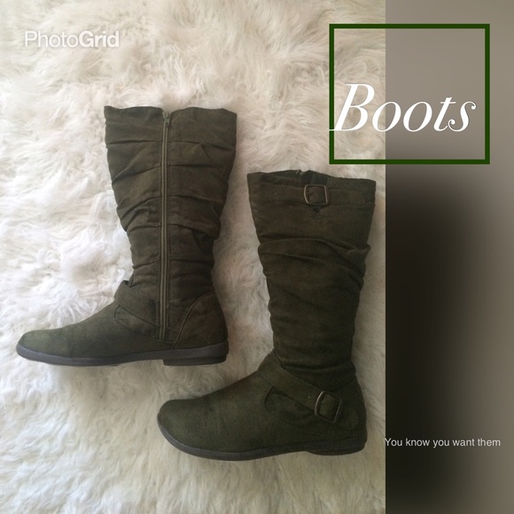 Army green suede boots