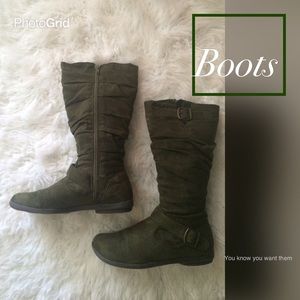 Army green suede boots