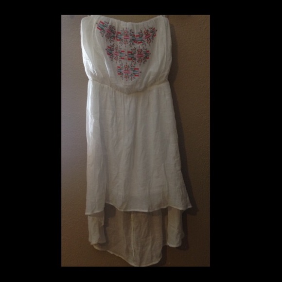 M white tribal high low dress