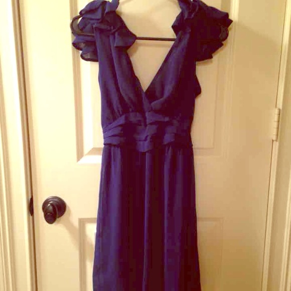 🎉🎈HP🎈🎉 Lush navy rosettes chiffon dress NWT - Picture 1 of 4