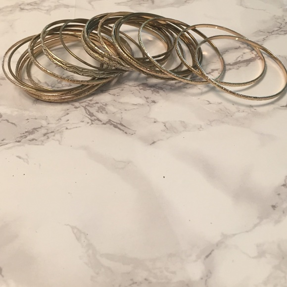 Skinny bangle set- white & gold - Picture 2 of 2