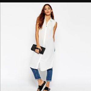 Long high slit shirt