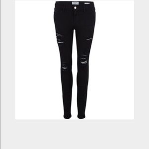 Black ripped high waist skinny jeans