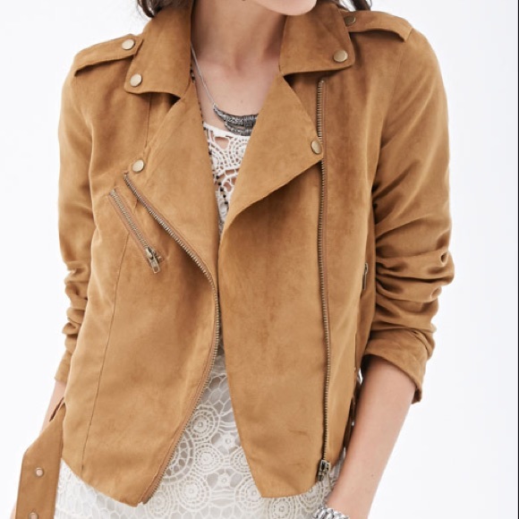 camel suede moto jacket
