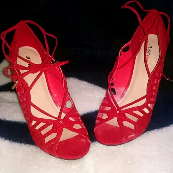 Red gladiator heels
