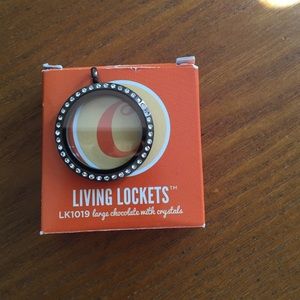 Large chocolate locket with crystals Origami Owl