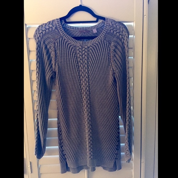 Gray Cullen Sweater with Brass Stud Detail, Size S