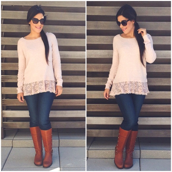 Anthropologie Sweaters - Anthropologie Pink Lace Sweater