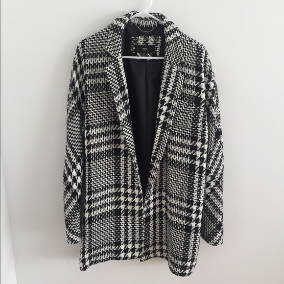 Mango oversized boyfriend checked coat - Picture 1 of 4