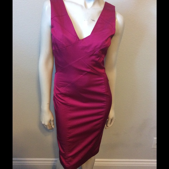 Flávio Castellani Fuchsia Satin Band Seamed Dress - Picture 1 of 4