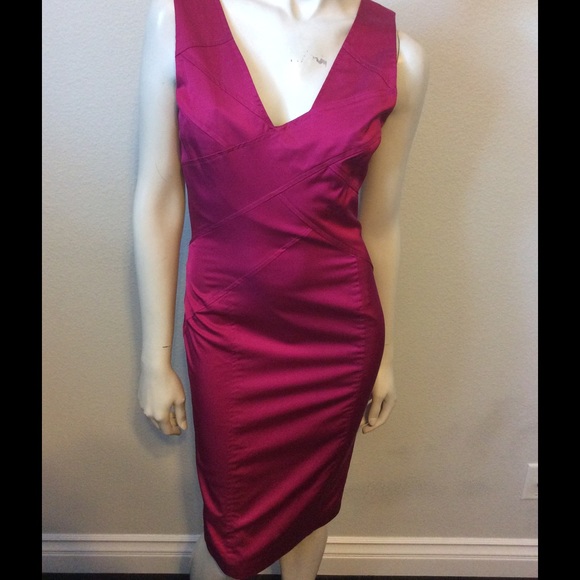 Flavio Castellani Fuchsia Satin Band Seamed Dress - Picture 1 of 4