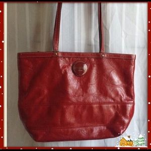 Red Patent Coach leather tote.