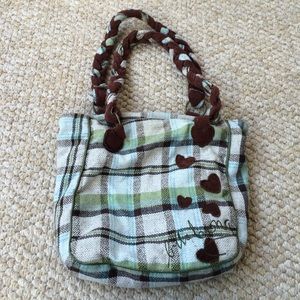Billabong Green and Blue Plaid Purse