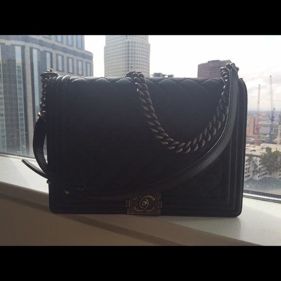 *SOLD* Authentic Large Chanel Boy Handbag in Black - Picture 2 of 3