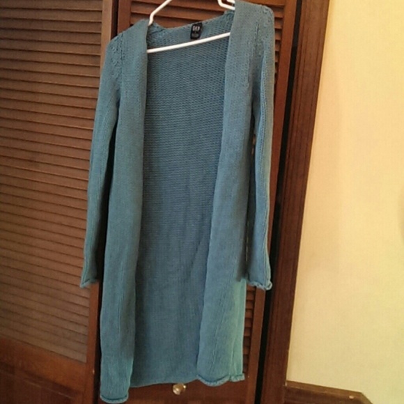 Gap Turquise long knit cardigan size small
