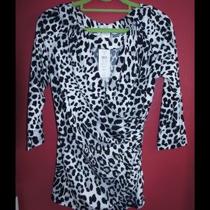Cache cheetah print multicolor top NWT