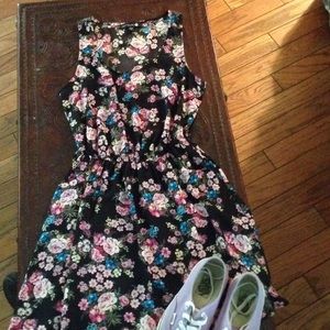 Dressy flower skater dress with pockets!!