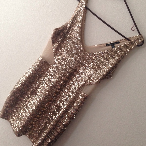 Bebe sequin gold dress