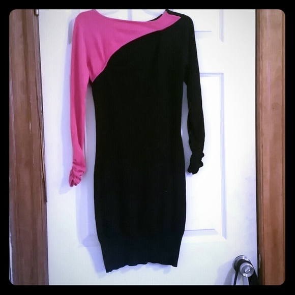 Bodycon pink and black dress - Picture 1 of 4