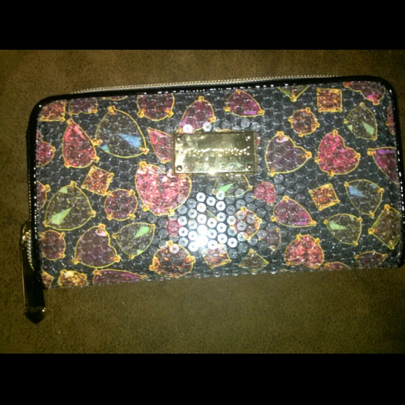 Betsey Johnson Sequin Zip Around Wallet